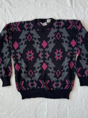 Vintage Patterned Knit Sweater